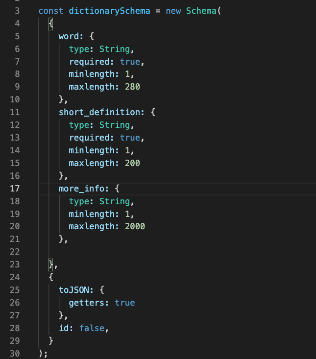 Dictionary database schema