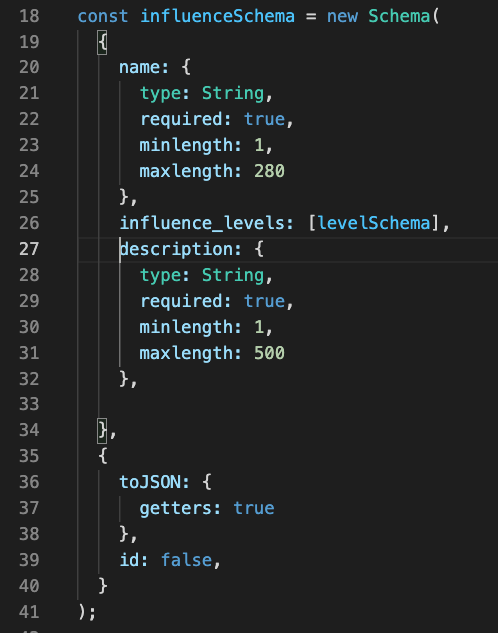 Influence database schema